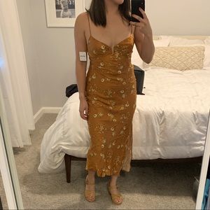 NWT Sun Becomes Her Copper Wildflower Midi Dress